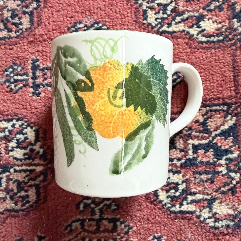 Vintage Poole Pottery England Hand Painted‎ Mug - Garden Path /  Pumpkin Design